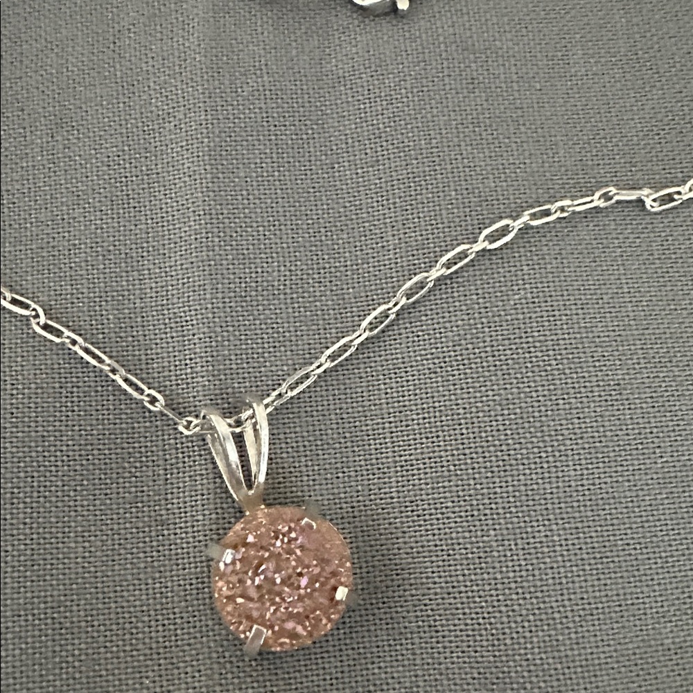 Vintage  sterling  Silver 925 vintage druzy pendant   Necklace